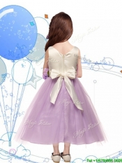 Wonderful Scoop Mini Quinceanera Dresses with Hand Made Flowers and Bowknot