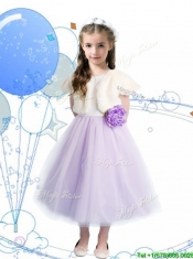 Wonderful Scoop Mini Quinceanera Dresses with Hand Made Flowers and Bowknot