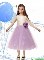 Wonderful Scoop Mini Quinceanera Dresses with Hand Made Flowers and Bowknot