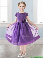 Wonderful Scoop Short Sleeves Little Girl Pageant Dress with Appliques and  Lace