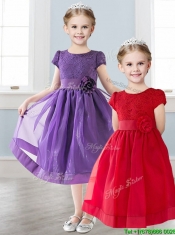 Wonderful Scoop Short Sleeves Little Girl Pageant Dress with Appliques and  Lace