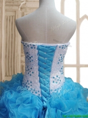 Affordable Baby Blue Big Puffy Quinceanera Dress with Beading and Ruffles