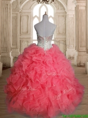 Beautiful Beaded Bodice and Ruffled Quinceanera Dress in Watermelon Red