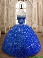 Cheap Beaded Royal Blue Quinceanera Dress in Sequins