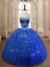 Cheap Beaded Royal Blue Quinceanera Dress in Sequins