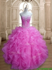 Cheap Lilac Big Puffy Quinceanera Dress with Beading and Ruffles