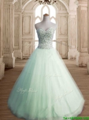 Classical Beaded Bodice Tulle Quinceanera Dress in Apple Green