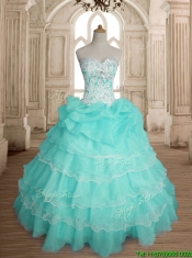 Comfortable Beaded and Ruffled Layers Sweet 16 Dress in Organza