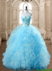Discount Aqua Blue Quinceanera Dress with Beading and Ruffles