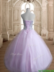 Discount Beaded Bodice Tulle Quinceanera Dress in Baby Pink