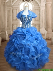 Discount Big Puffy Organza Quinceanera Dress with Beading and Ruffles
