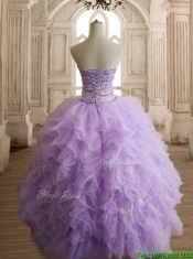 Exclusive Beaded and Ruffled Big Puffy Quinceanera Dress in Lavender