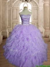 Exclusive Beaded and Ruffled Big Puffy Quinceanera Dress in Lavender