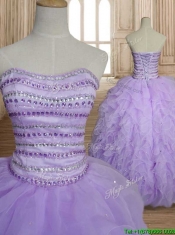 Exclusive Beaded and Ruffled Big Puffy Quinceanera Dress in Lavender