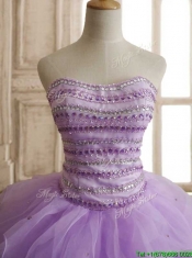 Exclusive Beaded and Ruffled Big Puffy Quinceanera Dress in Lavender