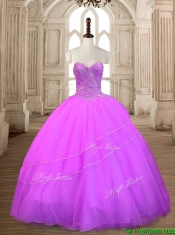 Fashionable Beaded Lilac Big Puffy Quinceanera Dress in Tulle