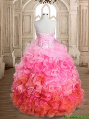 Fashionable Gradient Color Quinceanera Dress with Beading and Ruffles