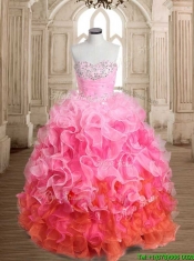 Fashionable Gradient Color Quinceanera Dress with Beading and Ruffles