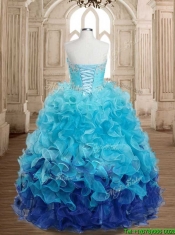 Fashionable Gradient Color Quinceanera Dress with Beading and Ruffles