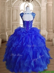Gorgeous Royal Blue Straps Quinceanera Dress with Beading and Ruffles