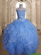 Gorgeous Tulle Beaded and Ruffled Sweet 16 Dress with Puffy Skirt
