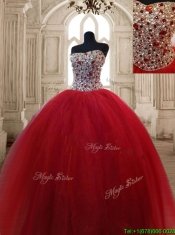 Hot Sale Beaded Bodice Sweet 16 Dress in Wine Red