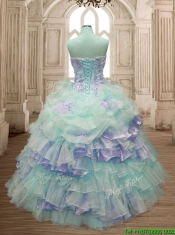 Hot Sale Ruffled Layers and Applique Quinceanera Dress with Big Puffy