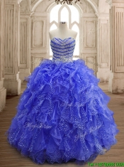 Latest Beaded and Ruffled Organza Quinceanera Dress with Really Puffy