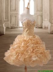 Latest Gold Detachable Quinceanera Dress with Beading and Ruffles