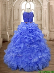 Latest Scoop Lavender Sweet 16 Gown with Beading and Ruffles