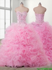 Lovely Baby Pink Detachable Quinceanera Dress with Beading and Ruffles