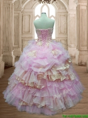 Lovely Organza Sweet 16 Dress with Ruffled Layers and Appliques