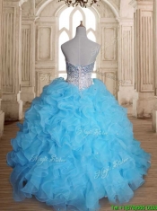 Luxurious Beaded Bodice and Ruffled Sweet 16 Dress in Baby Blue