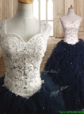 Modest Straps Organza Sweet 16 Dress with Beading and Ruffles