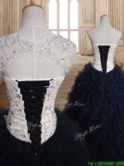 Modest Straps Organza Sweet 16 Dress with Beading and Ruffles