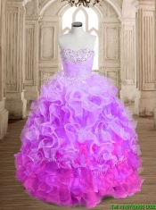 Most Popular Beaded and Ruffled Colorful Quinceanera Dress in Organza