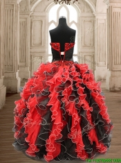 New Arrivals Applique and Ruffled Quinceanera Dress in Black and Red
