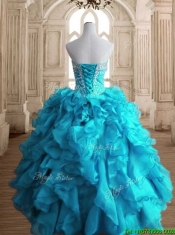 New Arrivals Beaded and Ruffled Quinceanera Dress in Teal