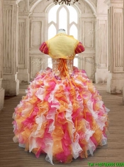 New Arrivals Multi Color Quinceanera Dress with Beading and Ruffles
