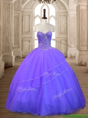 New Style Lavender Tulle Quinceanera Dress with Beading for Spring