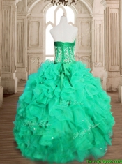Perfect Beaded and Ruffled Sweet 16 Dress in Spring Green