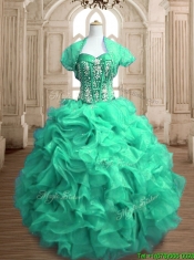 Perfect Beaded and Ruffled Sweet 16 Dress in Spring Green