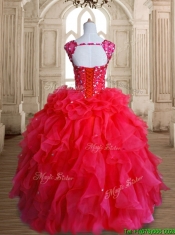 Perfect Straps Beading and Ruffles Sweet 16 Dress in Red