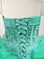 Popular Big Puffy Turquoise Quinceanera Dress with Beading and Ruffles