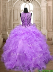 Popular Scoop Big Puffy Quinceanera Dress with Beading and Ruffles