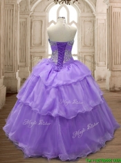 Pretty Big Puffy Ruffled Layers and Beading Sweet 16 Dress in Organza