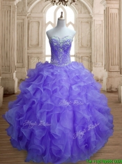 Romantic Organza Beading and Ruffles Quinceanera Dress in Lavender