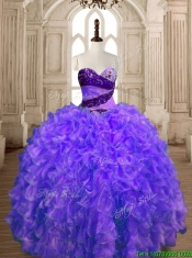Romantic Organza Beading and Ruffles Sweet 16 Dress with Puffy Skirt