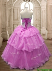 Sweet Beaded and Ruffled Layers Quinceanera Dress in Lilac for Spring
