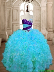 Unique Baby Blue Quinceanera Dress with Beading and Ruffles